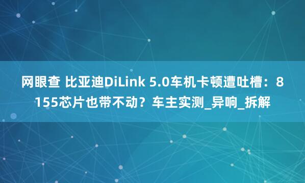 网眼查 比亚迪DiLink 5.0车机卡顿遭吐槽：8155芯片也带不动？车主实测_异响_拆解