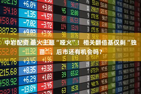 中岩配资 最火主题“哑火”！相关翻倍基仅剩“独苗”，后市还有机会吗？